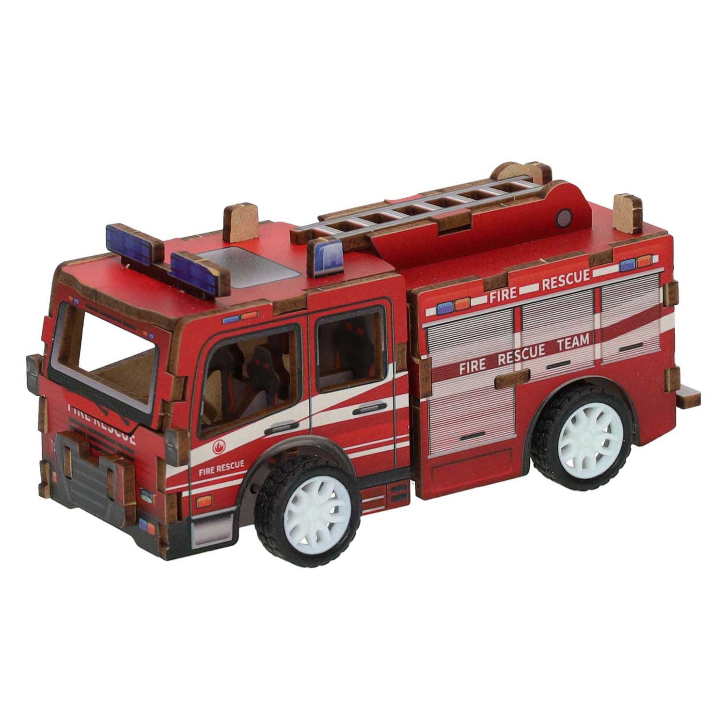 Holzbausatz 3D-Feuerwehrauto