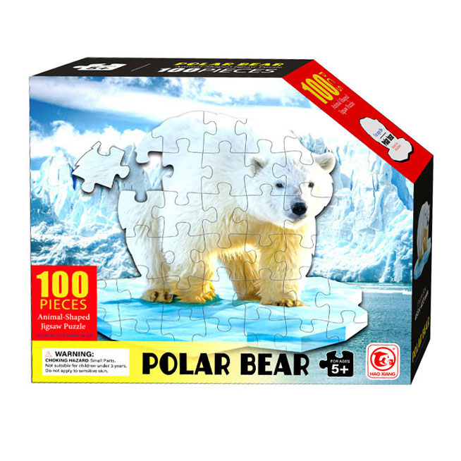 Puzzle en forme d'ours polaire, 100 pièces.