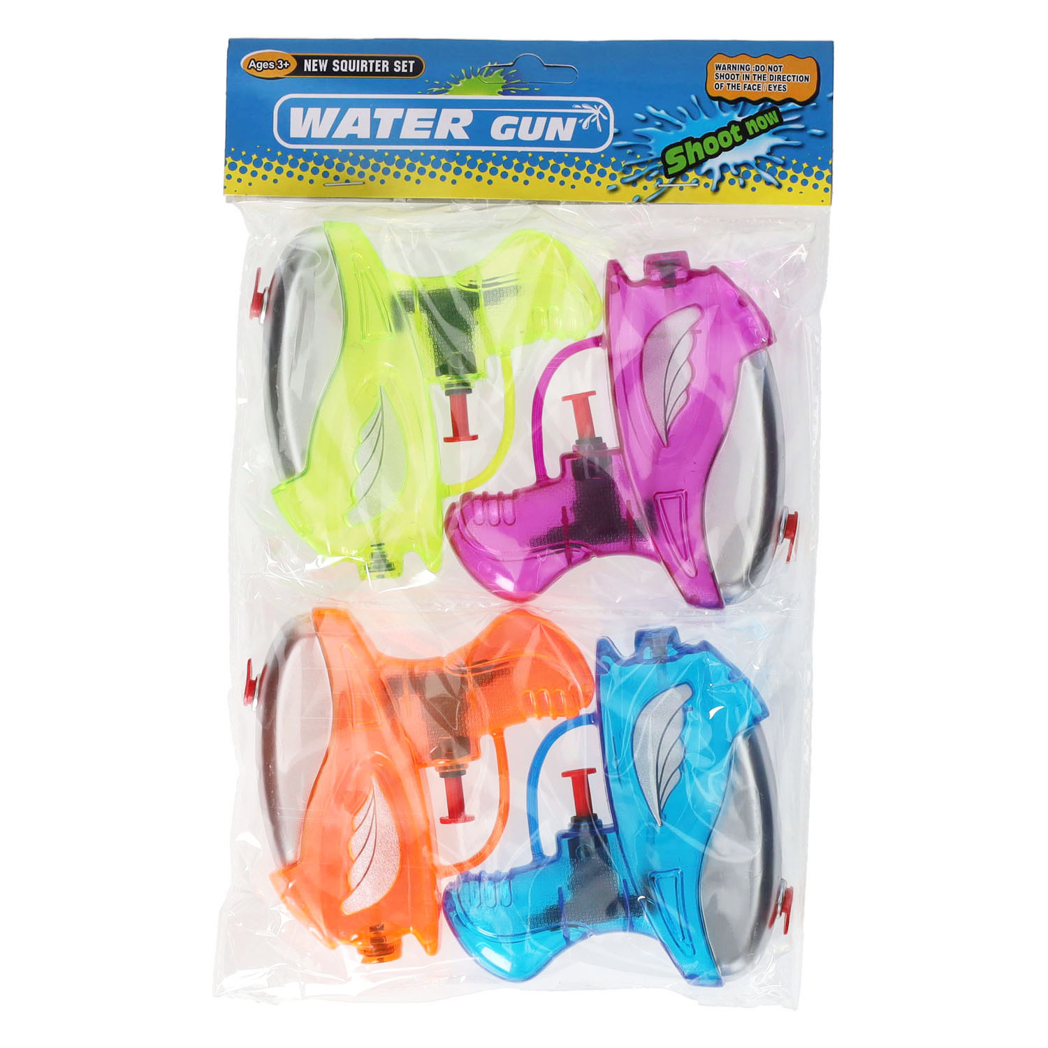 Waterpistooltjes Transparant, 4st.