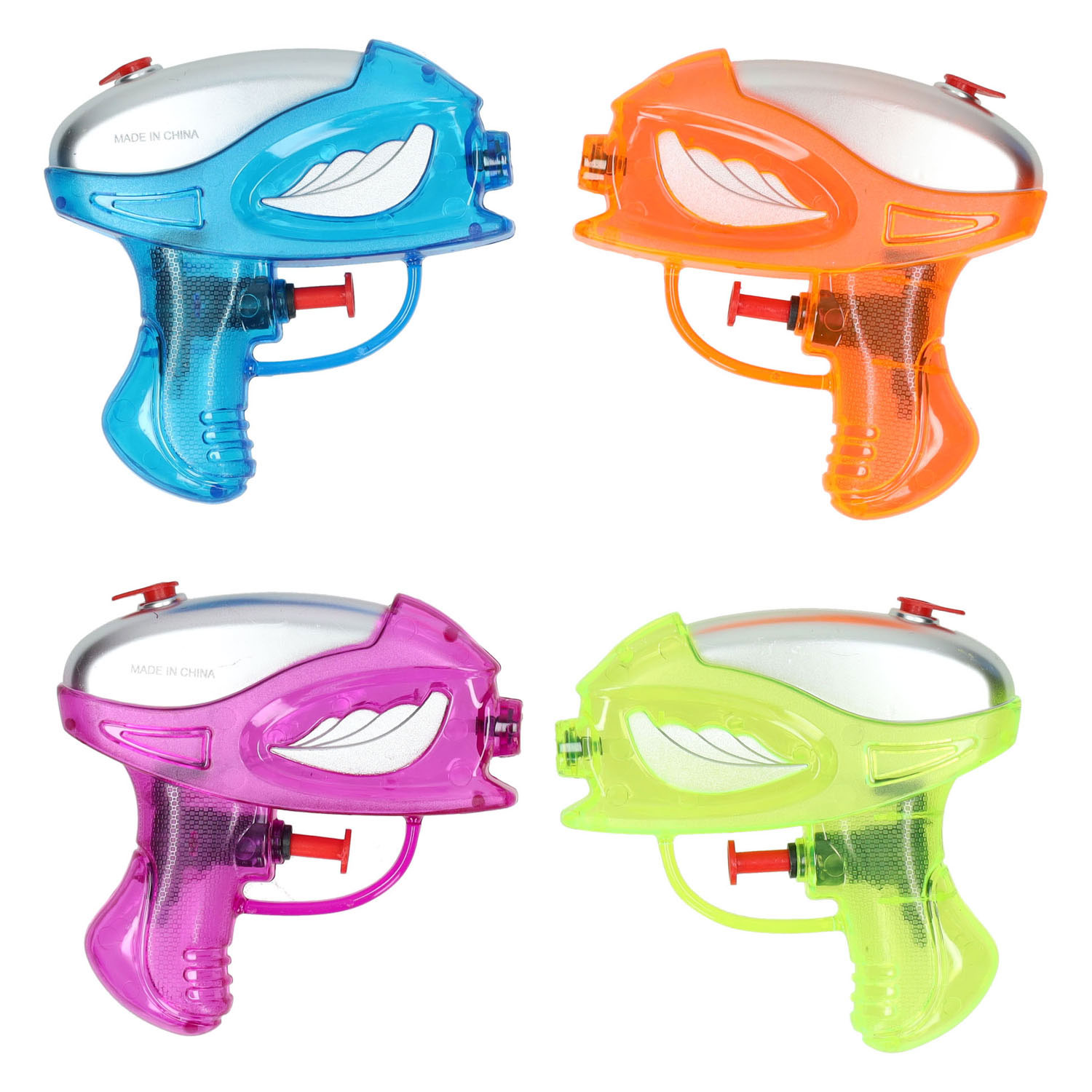 Waterpistooltjes Transparant, 4st.