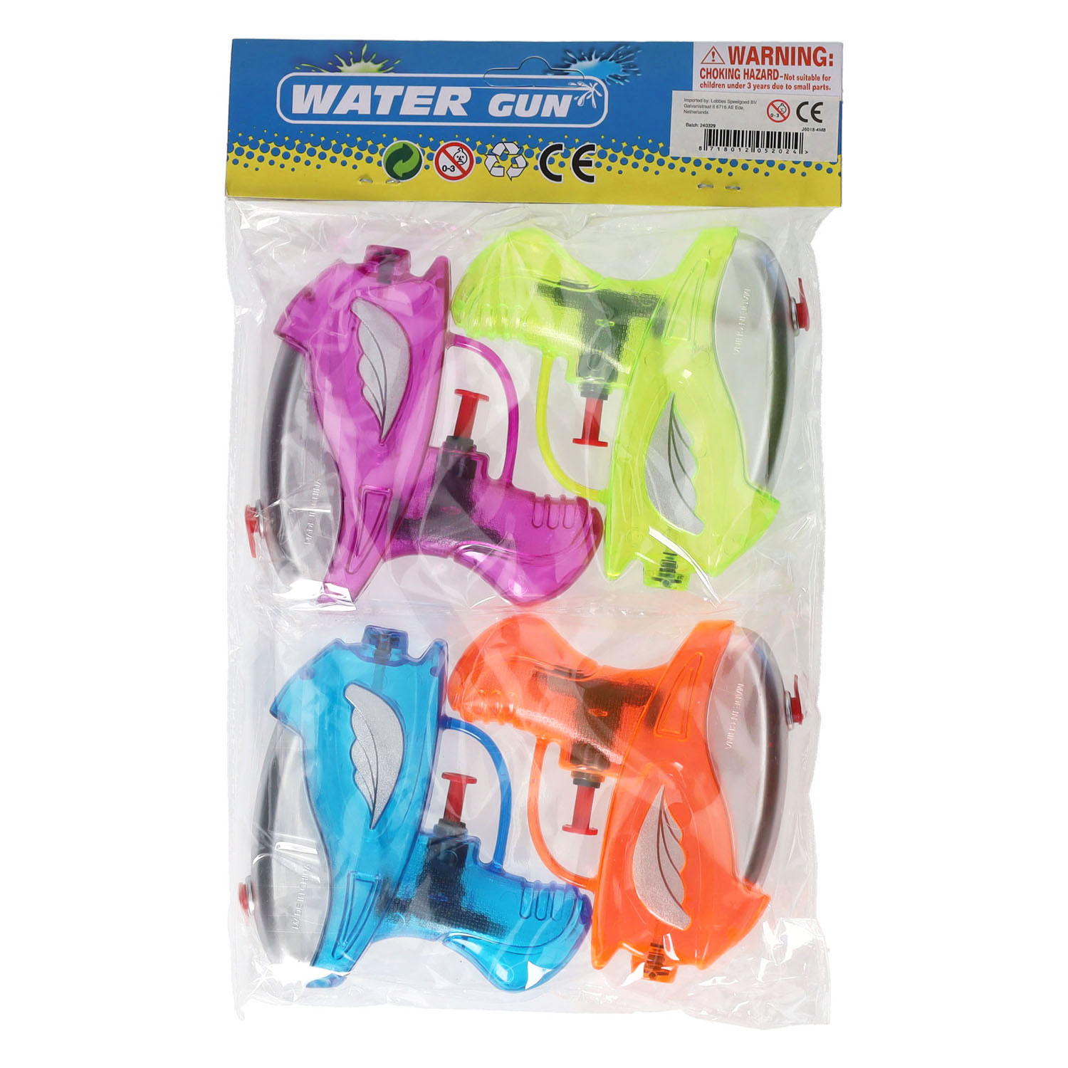 Waterpistooltjes Transparant, 4st.