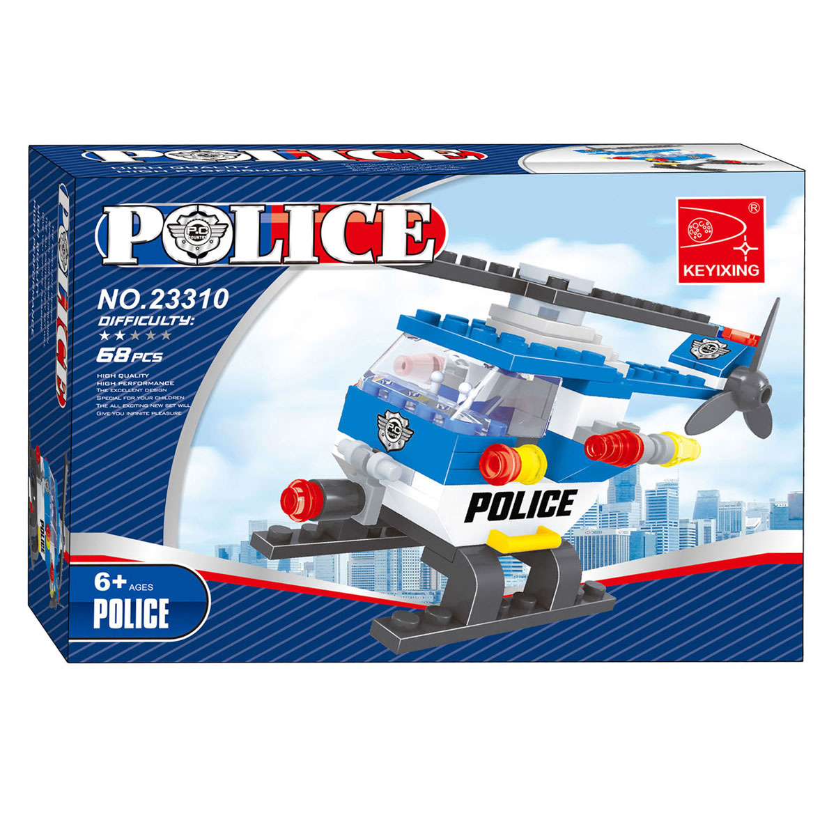 Jeu de construction Hélicoptère de police, 68 pièces.