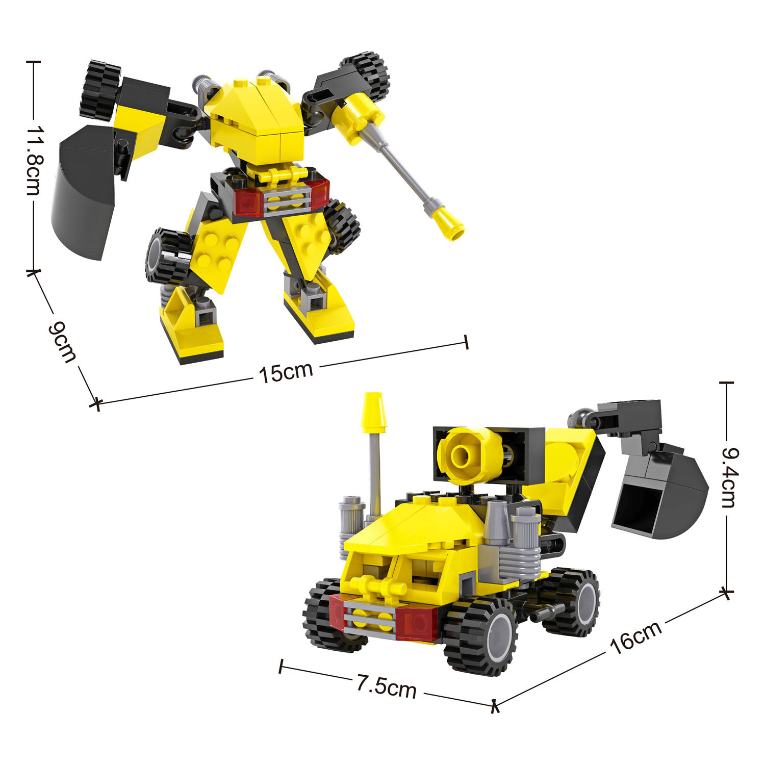 Bauset Transform Robot Excavator, 82 Teile.