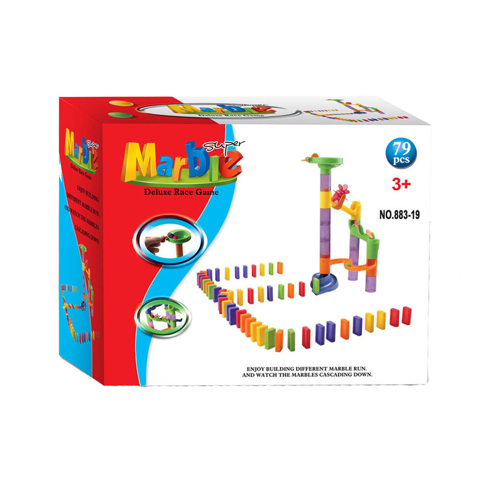 Piste de billes et jeu de dominos, 79 pcs.