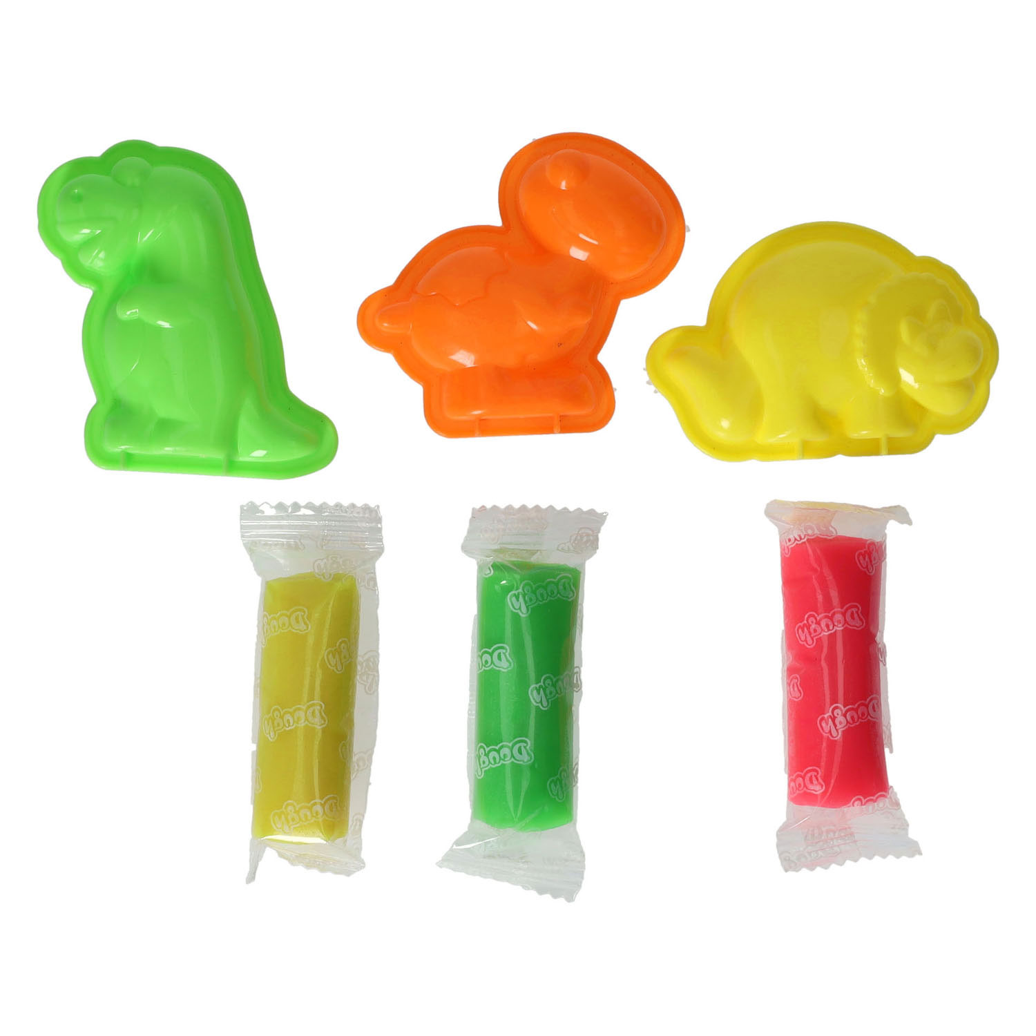 Kleiset met 2 Dinovormen en Tool - 3 Kleuren Klei