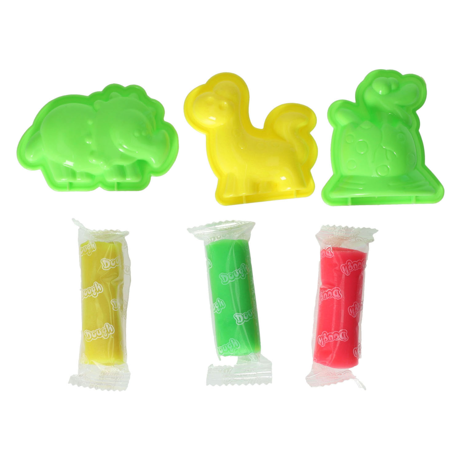 Kleiset met 2 Dinovormen en Tool - 3 Kleuren Klei