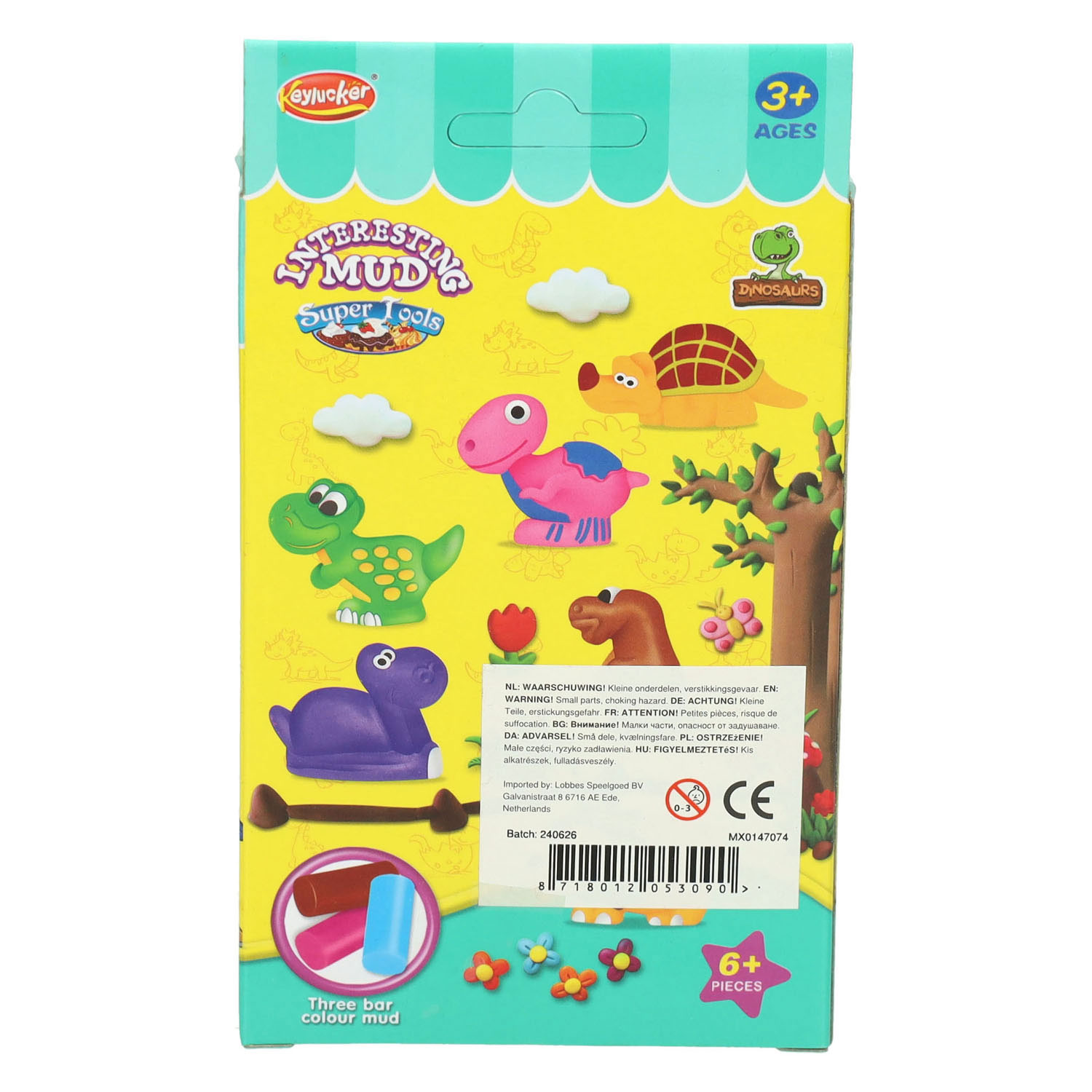 Kleiset met 2 Dinovormen en Tool - 3 Kleuren Klei