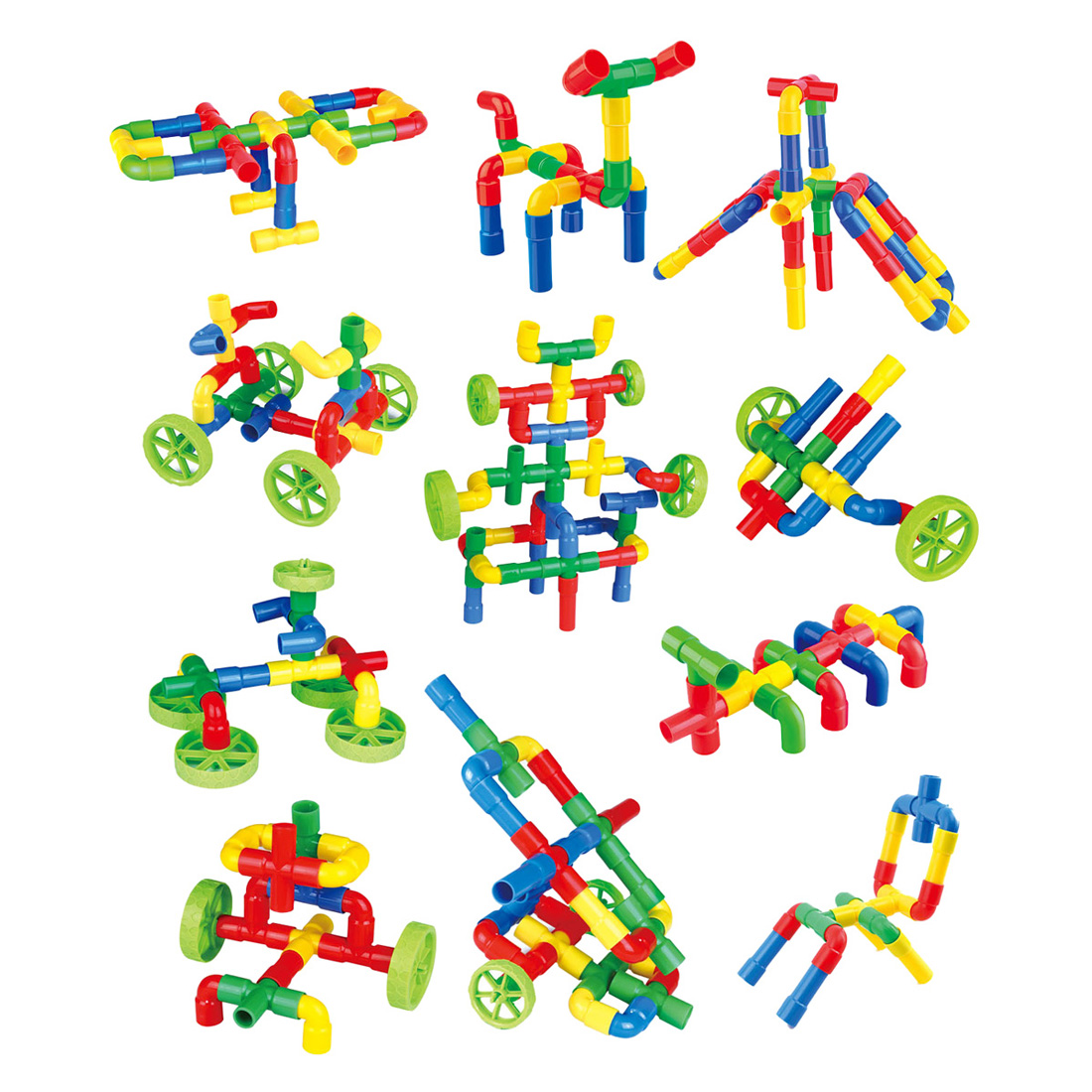 Tubes et roues de construction, 72 pcs.