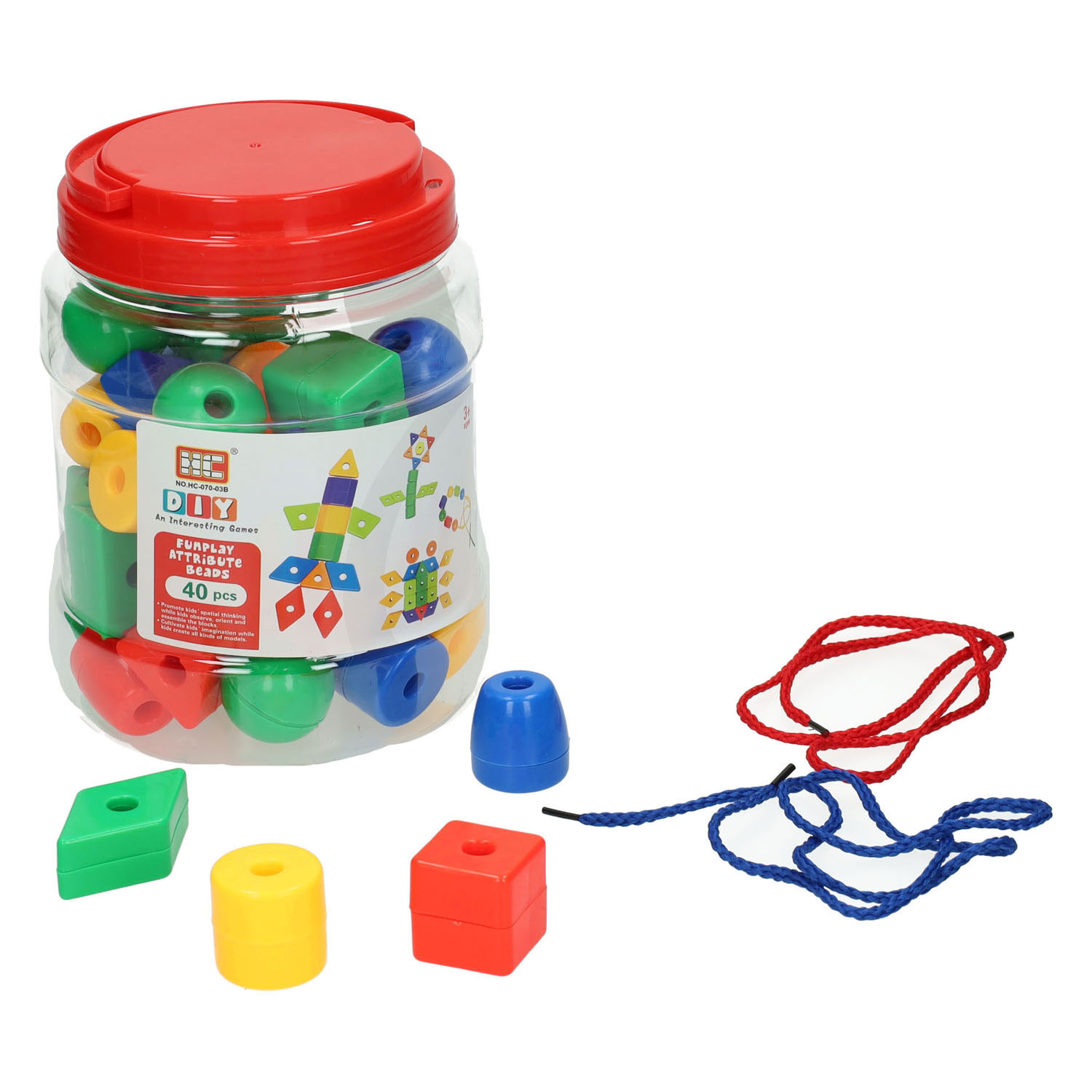 Grote Rijgkralen in Box, 40st.