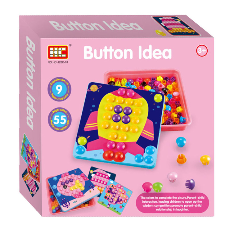 Kleurenbuttons met Opbergbox Roze, 55dlg.