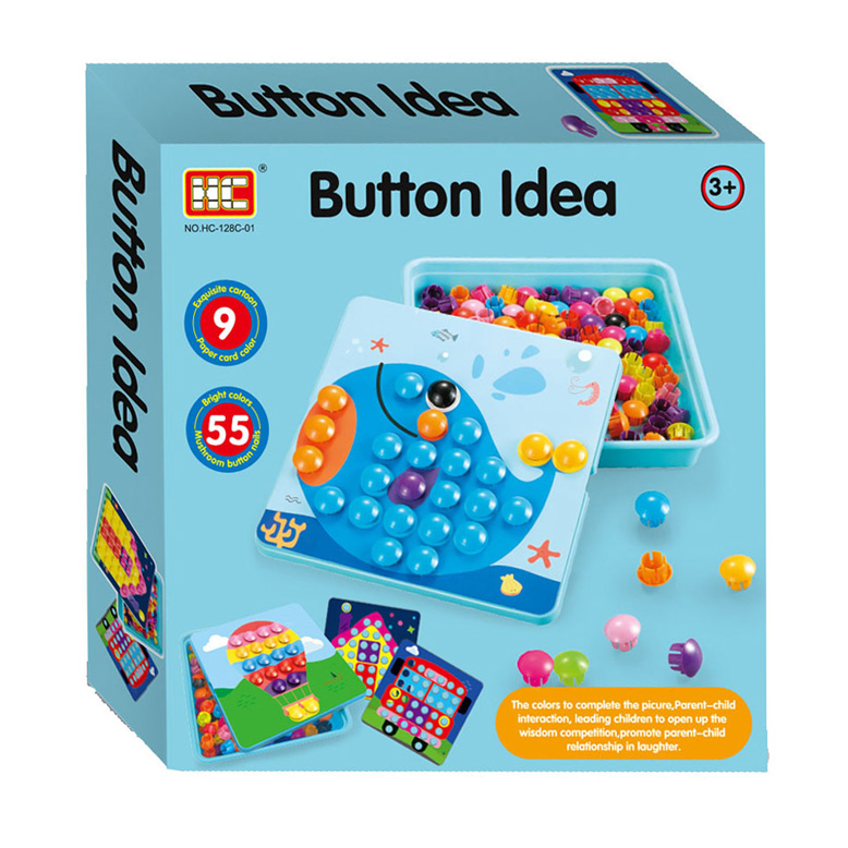 Kleurenbuttons met Opbergbox Blauw, 55dlg.