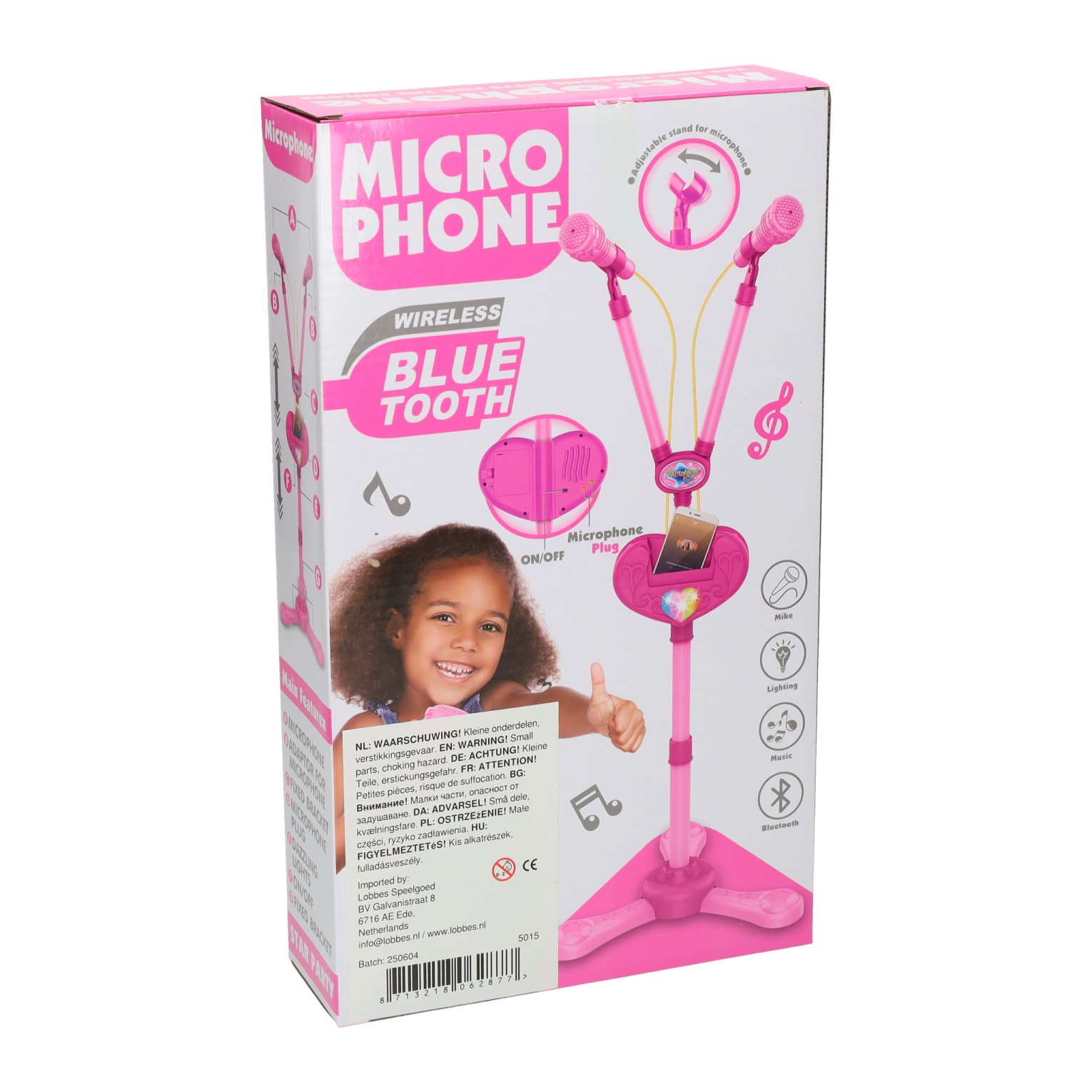 Duo-Mikrofonständer mit Licht und Ton mit Bluetooth