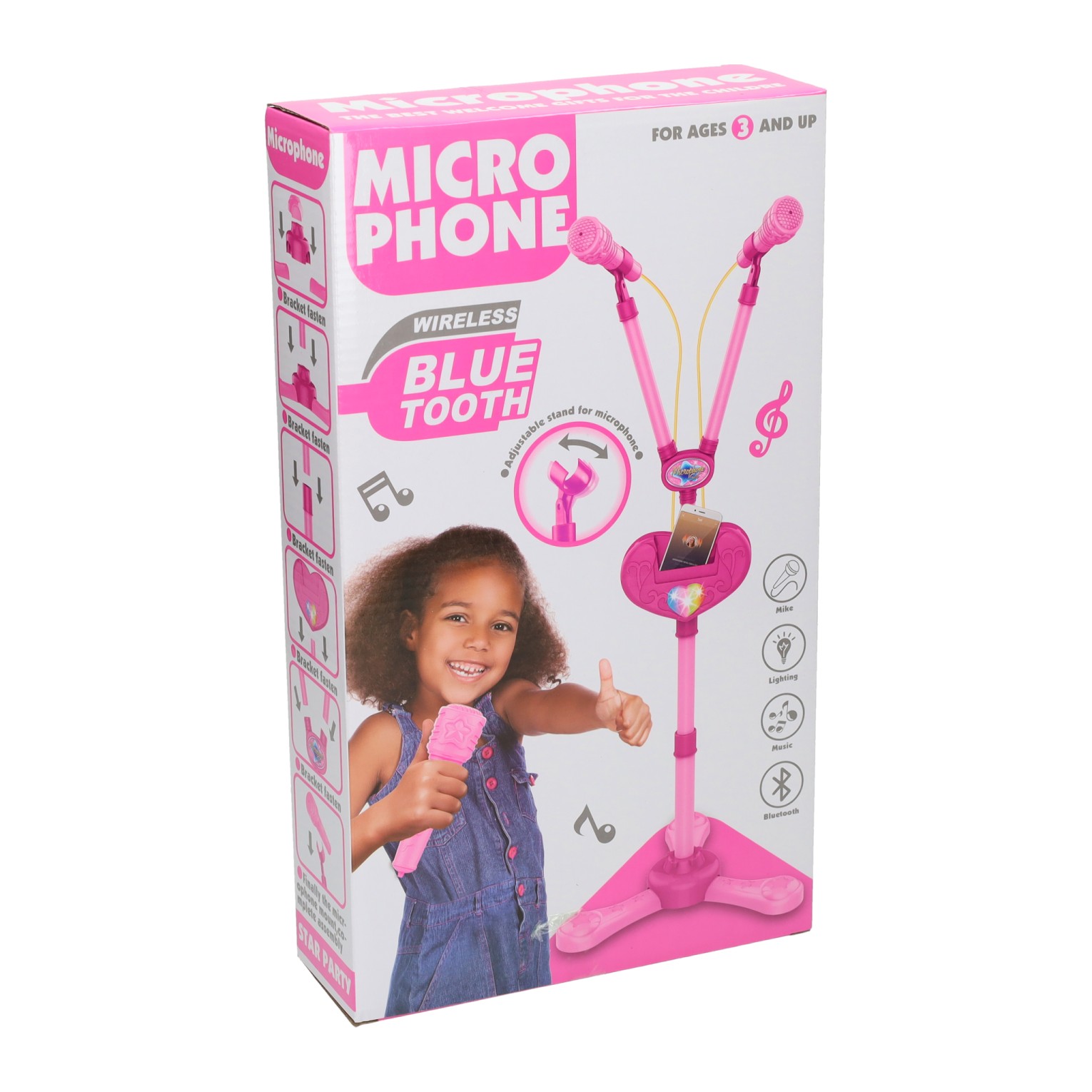 Duo-Mikrofonständer mit Licht und Ton mit Bluetooth