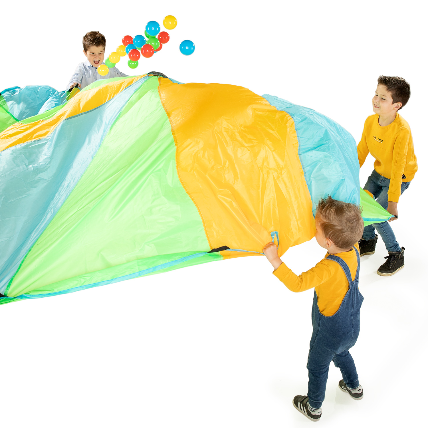 Regenboog Parachute met 24 Ballen