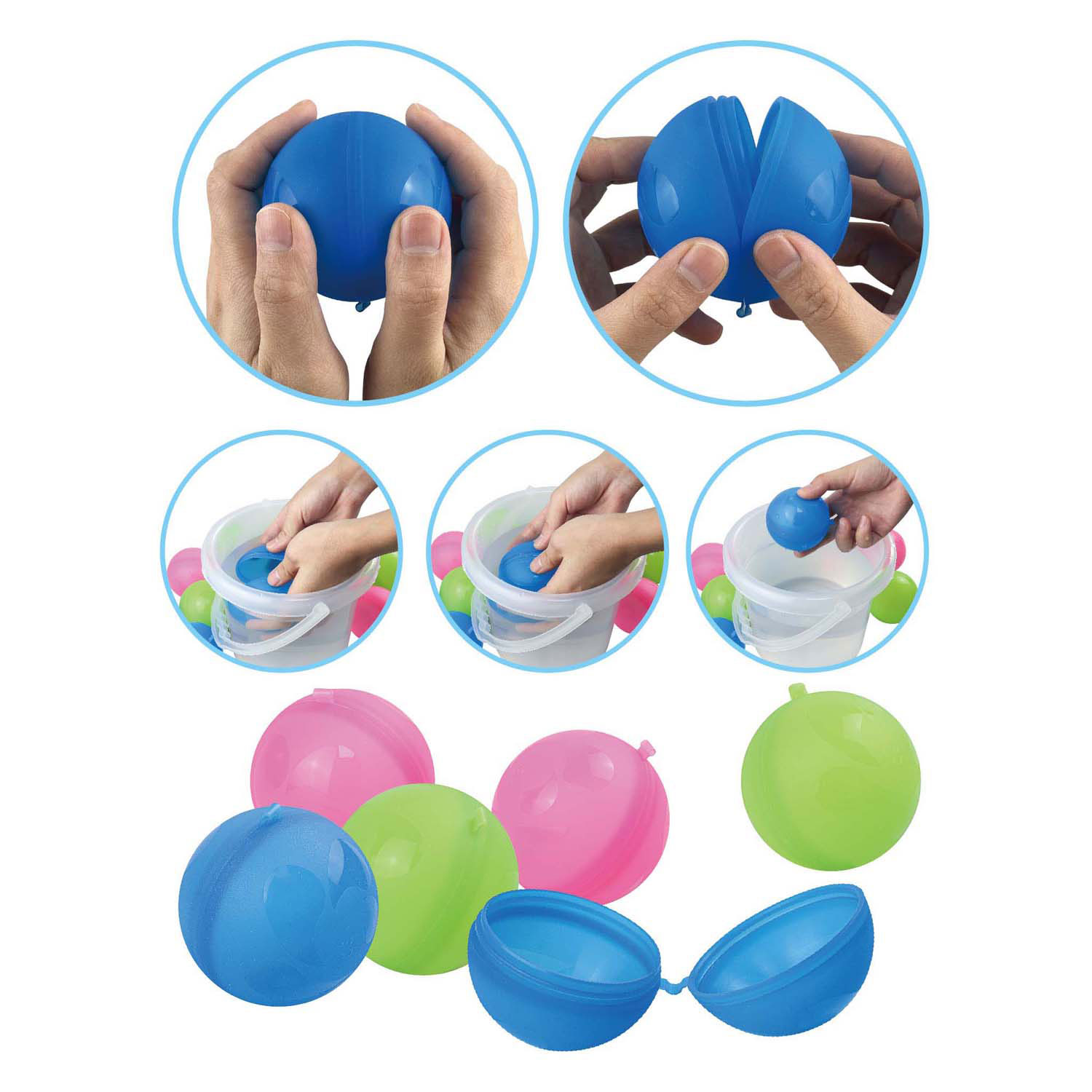 Bombes à eau à fermeture automatique Playfun , 6 pièces.