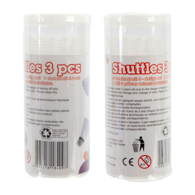 Playfun Badminton Shuttles Wit - 3st.