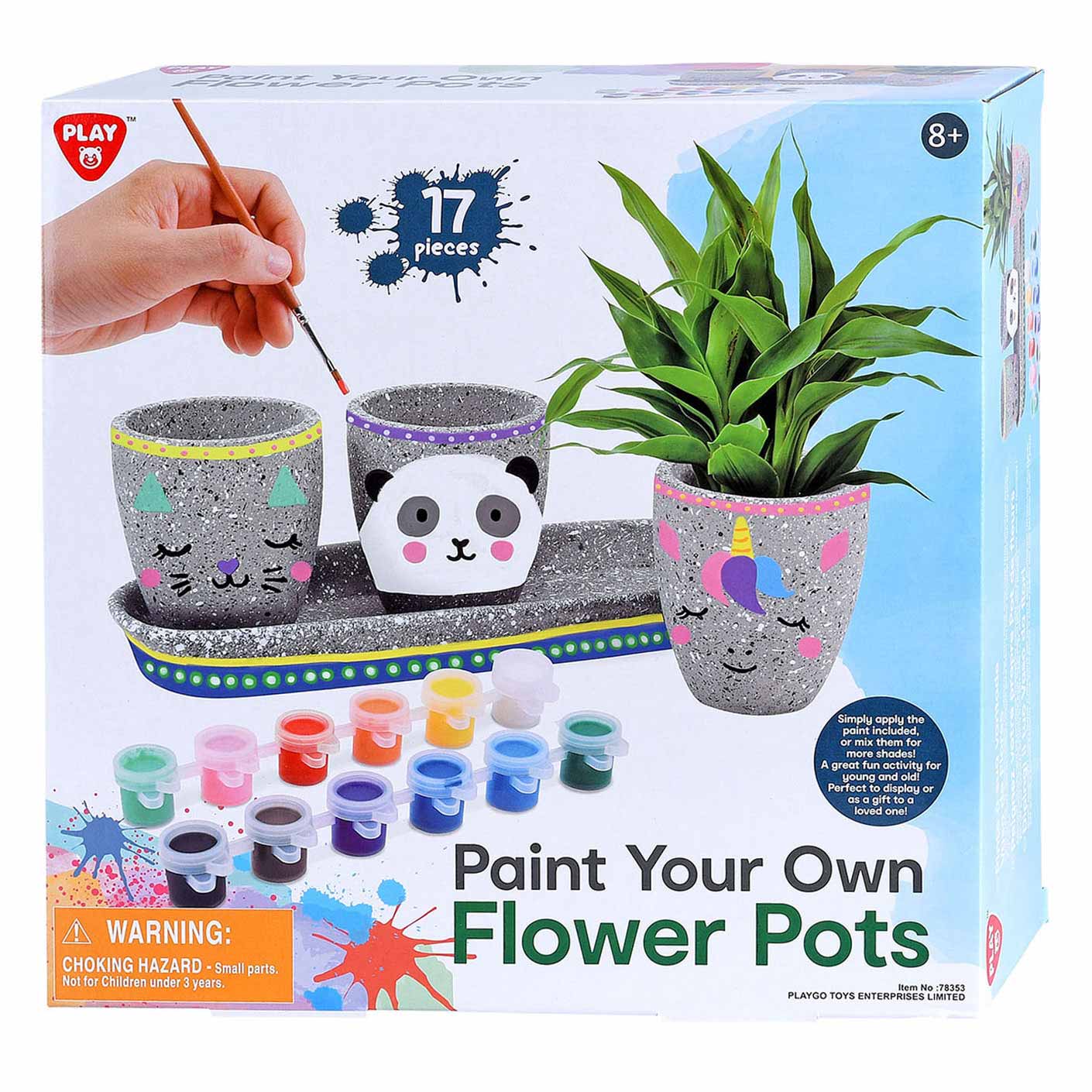 Play Malen Sie Ihre eigenen Blumentöpfe aus Zement, 17 Stück.
