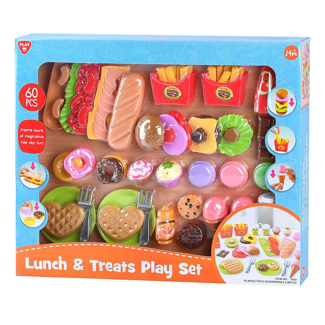 Play Toys Food Lunch and Snacks Play Set, 60 pièces.