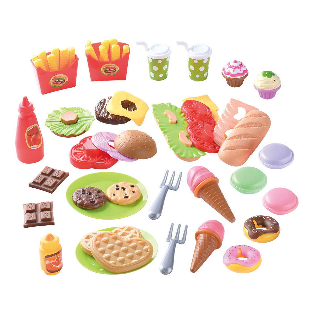 Play Toys Food Lunch and Snacks Play Set, 60 pièces.