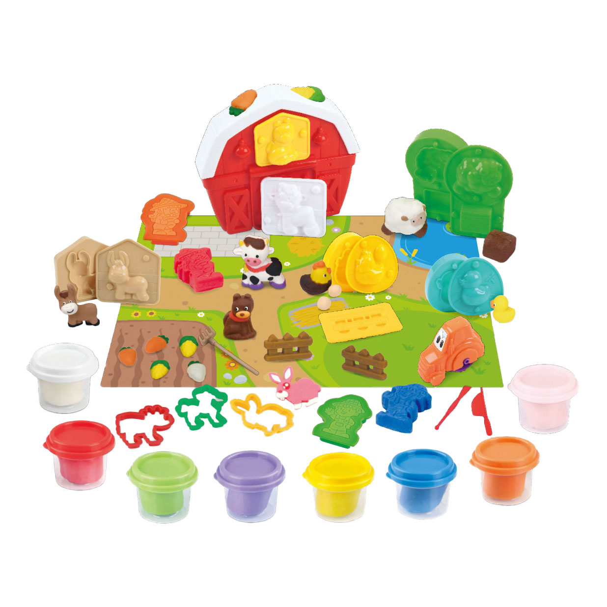 Play Farm and Friends Clay Set avec 8 pots en argile