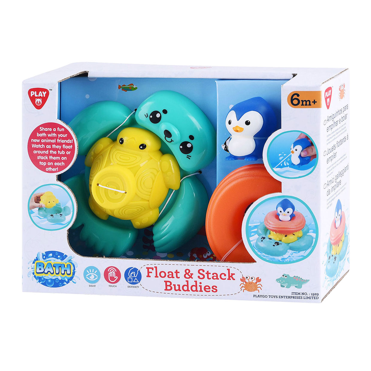 Play Bath Toys Stack et animaux marins flottants, 4 pcs.