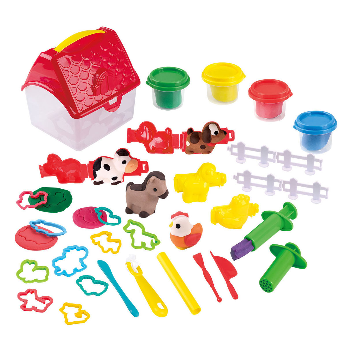 Play Farm Clay Set dans une boîte de rangement, 4 pots en argile