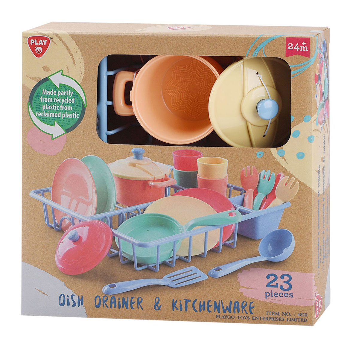 Play Étendoir à linge avec accessoires de cuisine, 23 pièces