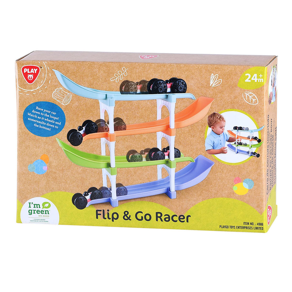 Play au circuit de course automobile Flip and Go biosourcé, 11 parties.