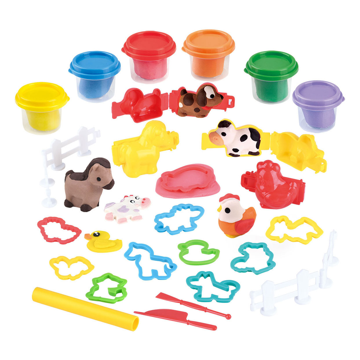 Ensemble d'argile Play Farm and Animals, 6 pots en argile