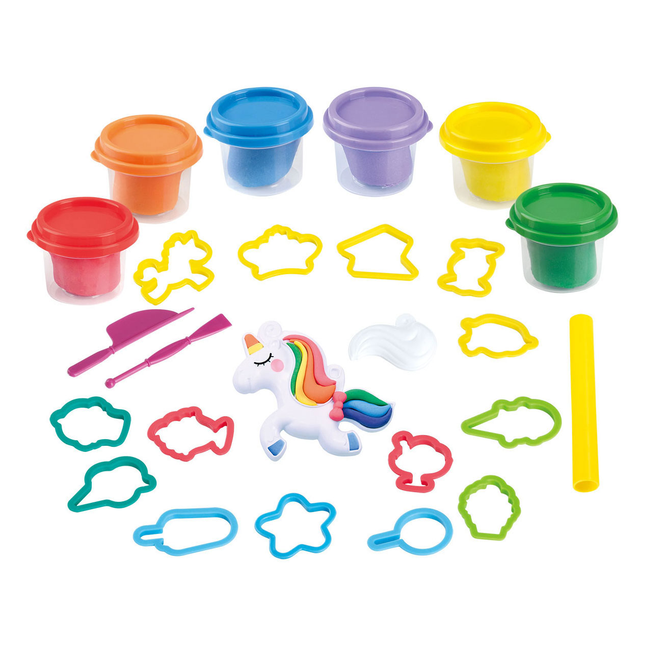 Ensemble d'argile Play Unicorn, 6 pots en argile