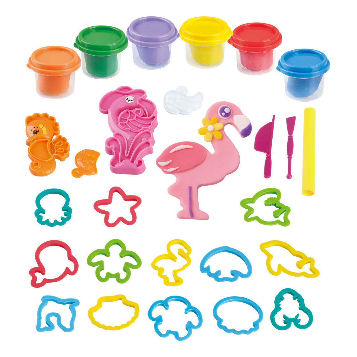 Ensemble d'argile Play Sea Animals, 6 pots en argile