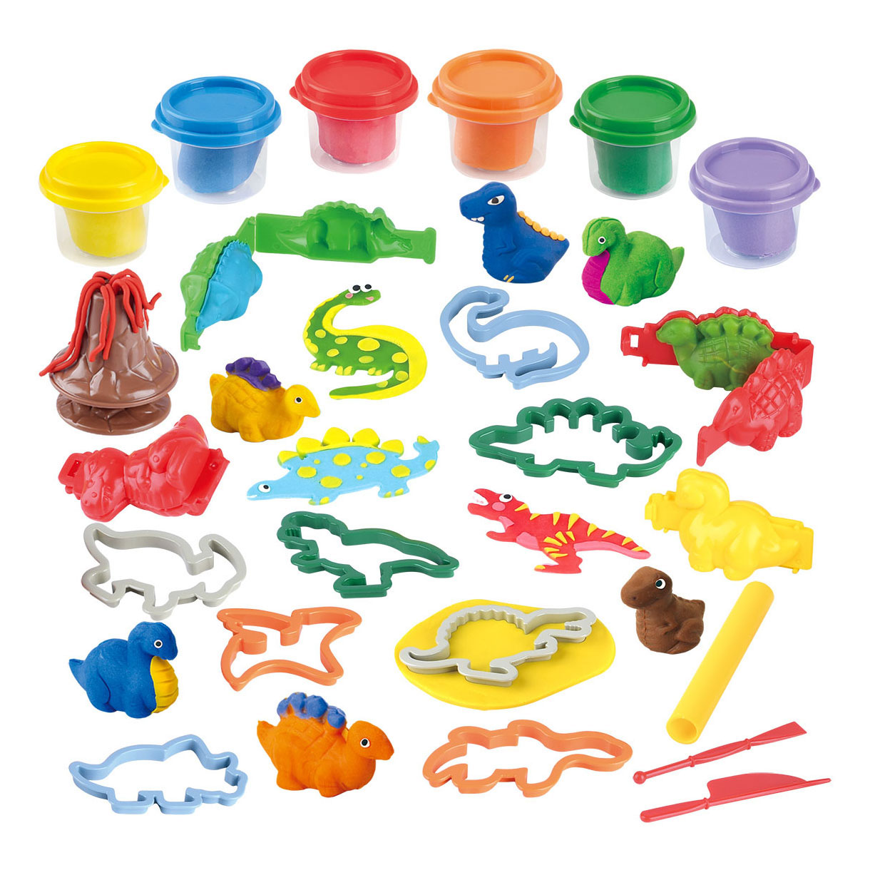 Play Dino Party Clay Set, 6 pots en argile