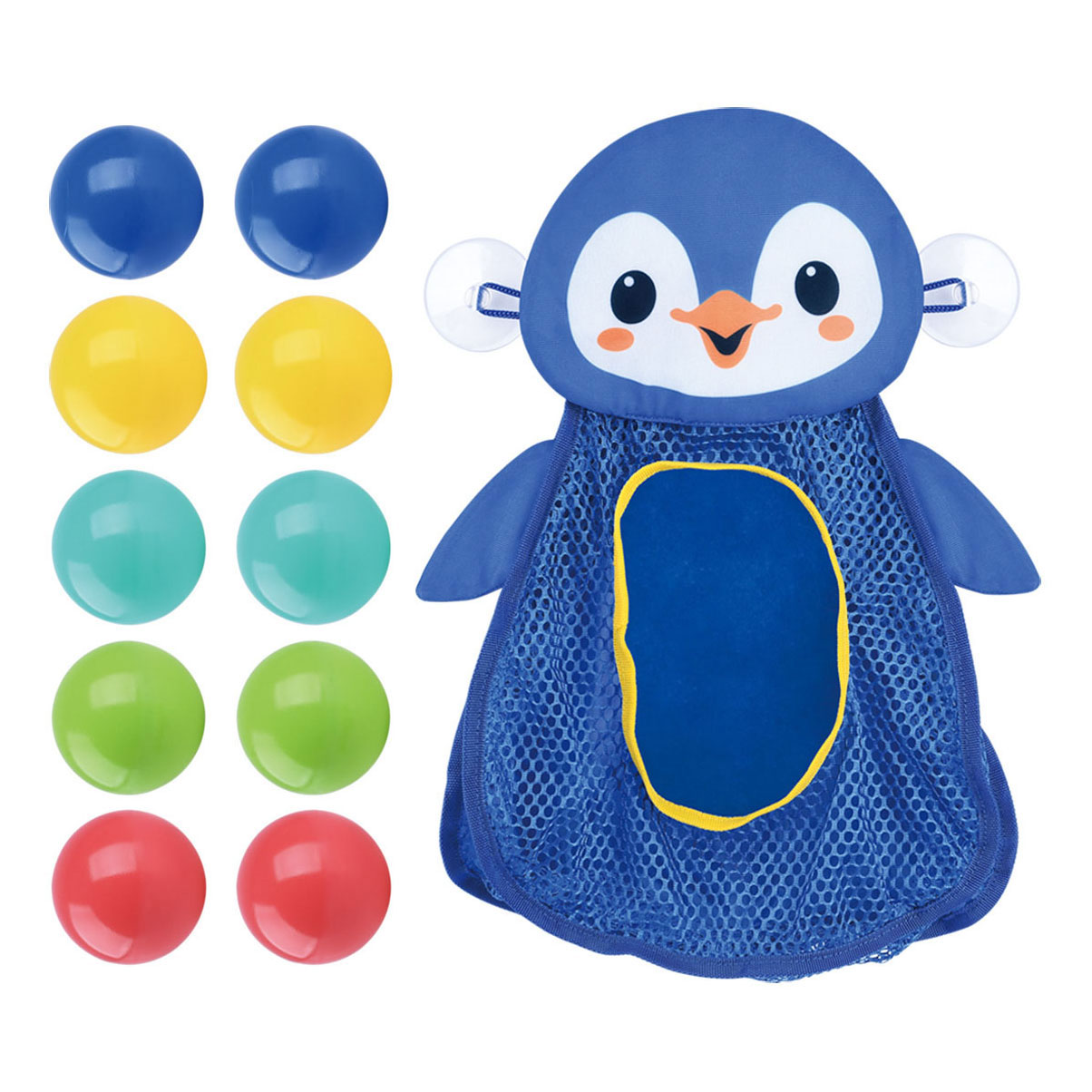 Play Bath Toy Storage Penguin avec balles, 11 pcs.