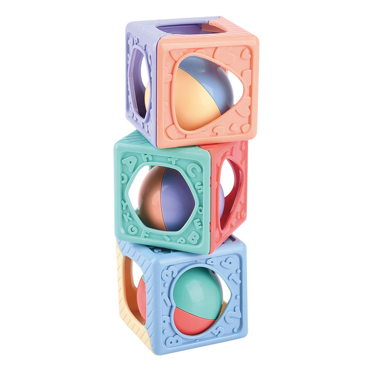 Play aux blocs empilables avec hochet, 3 pcs.