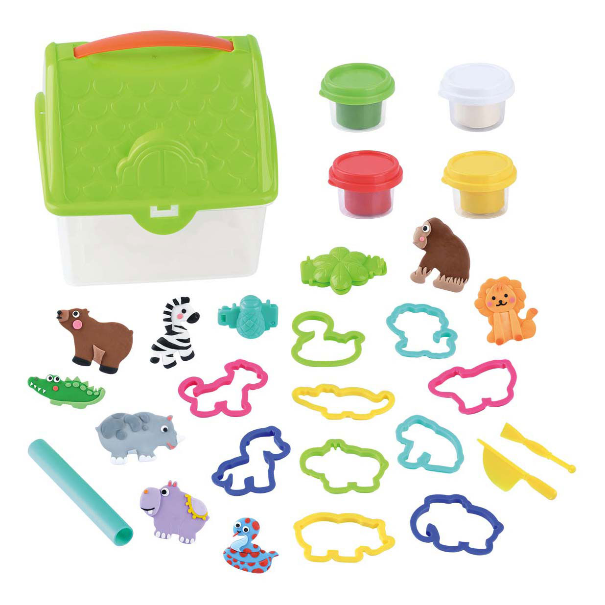 Coffret de jeu d'argile Play Wild Adventure dans une boîte de rangement, 4 pots en argile