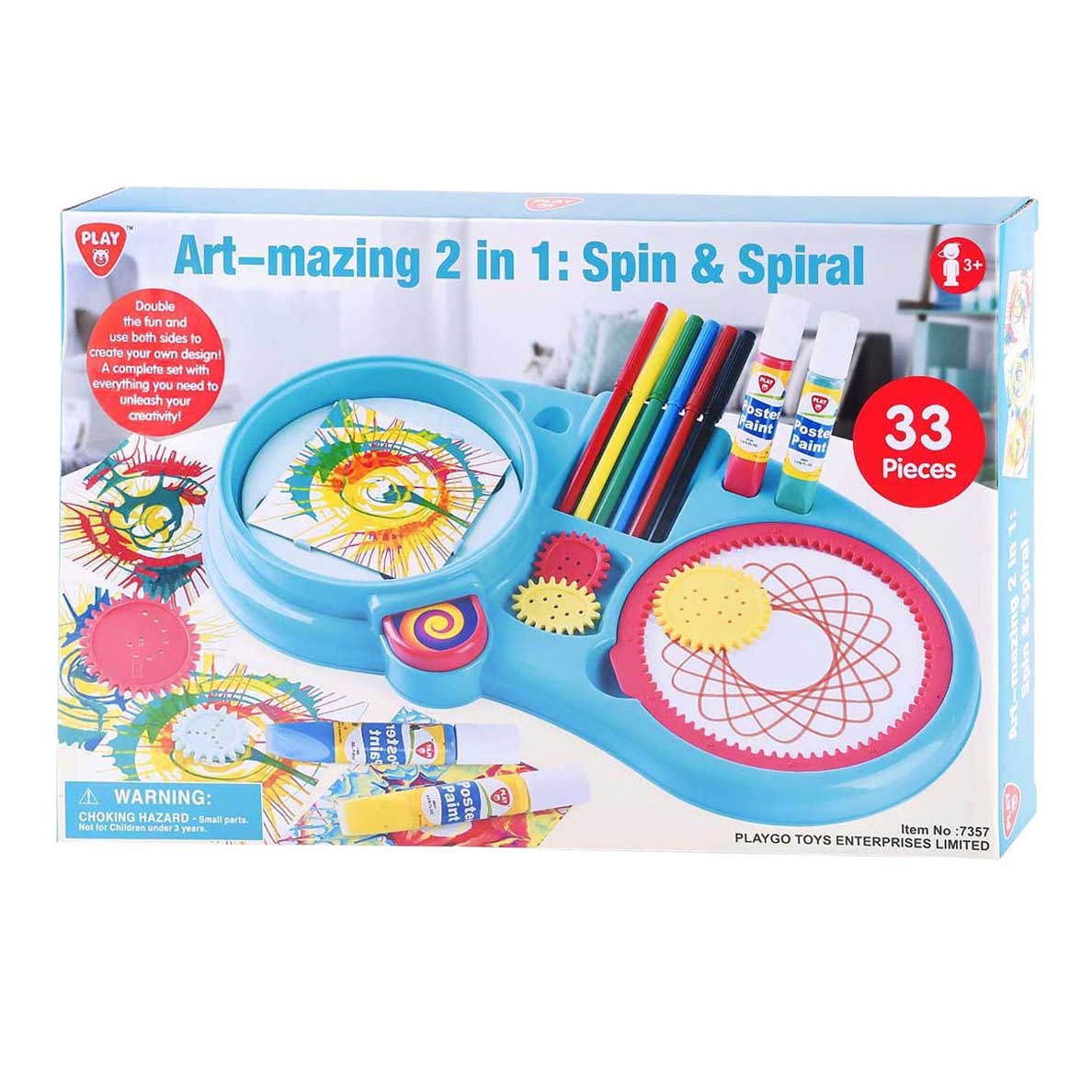 Ensemble de dessin en spirale Playgo 2 en 1 - 33 pièces.