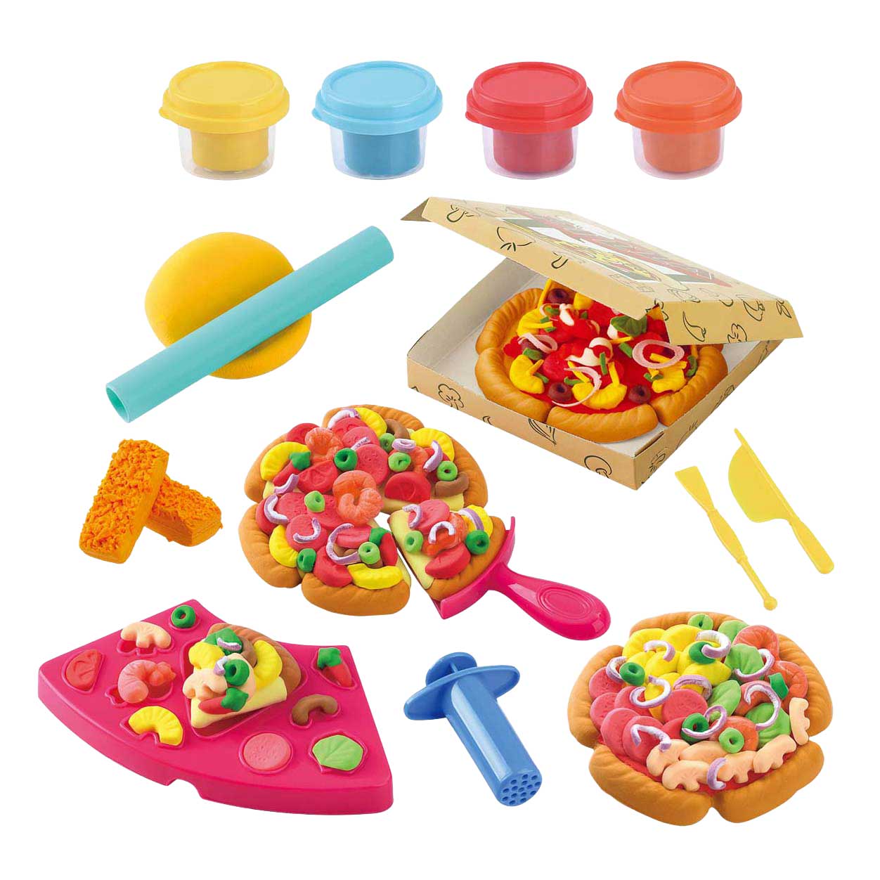 Playgo Pizza Kleiset - 4 Kleipotjes