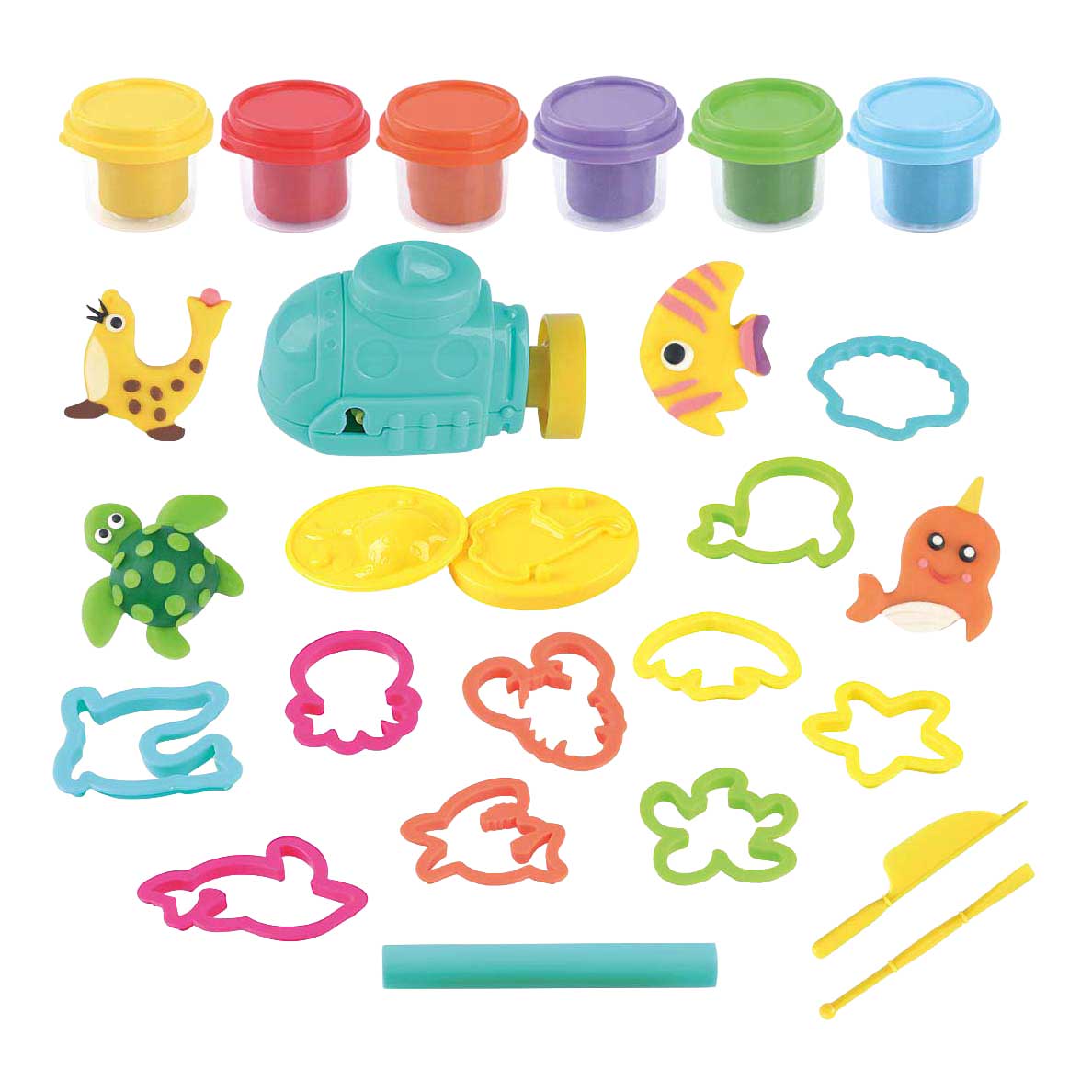 Playgo Diep in de Zee Kleiset - 6 Kleipotjes