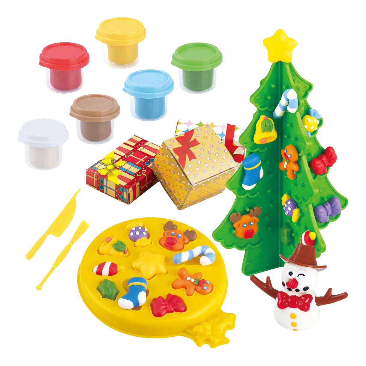 Playgo Weihnachtsbaum-Ton-Set – 6 Tontöpfe