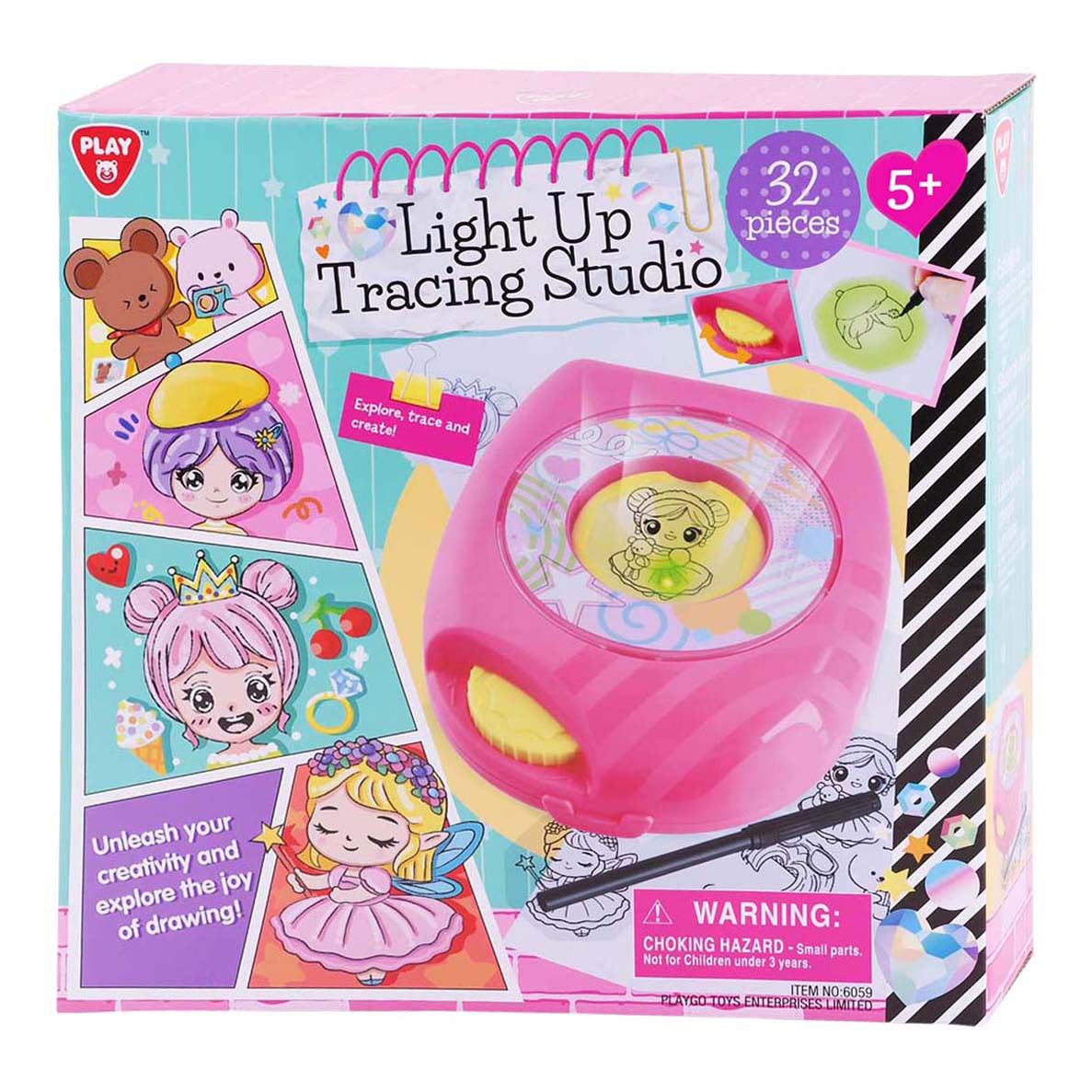 Playgo Lichtgevende Tekenstudio Roze - 32st.