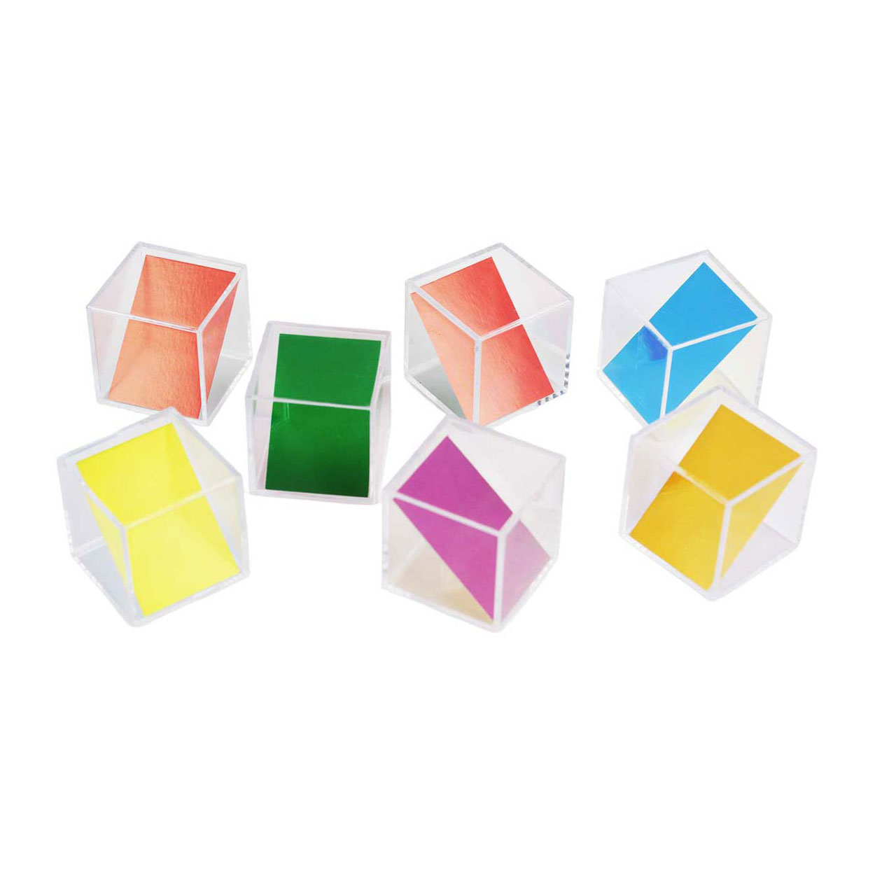Transparante Gekleurde Kubussen - 5 cm - 18dlg