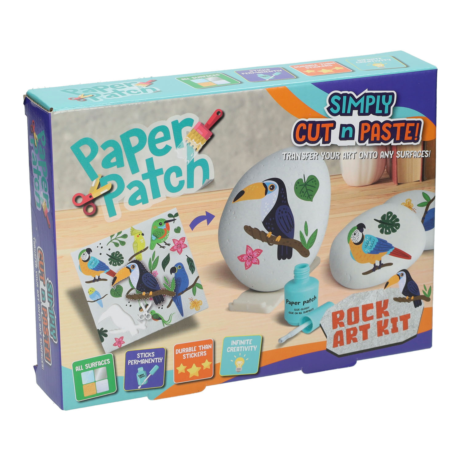 Papierflicken – Steine ​​dekorieren