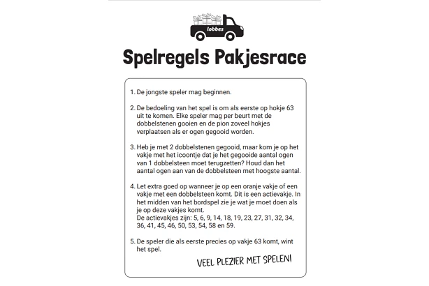 Afbeelding voor Spelregels Lobbes Pakjesrace