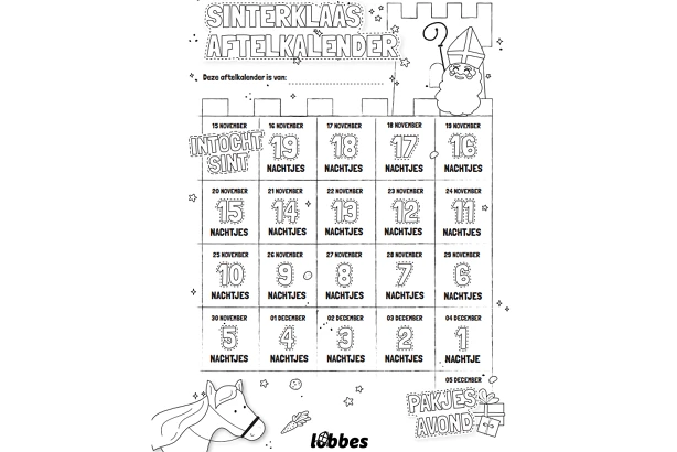 Afbeelding voor Sinterklaas Aftelkalender 2025 - Zwart/wit