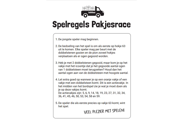 Afbeelding voor Spelregels Lobbes Pakjesrace