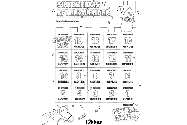 Afbeelding voor Sinterklaas Aftelkalender 2025 - Zwart/wit