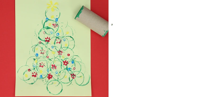 Afbeelding voor Kerstboom stempelen met wc-rol