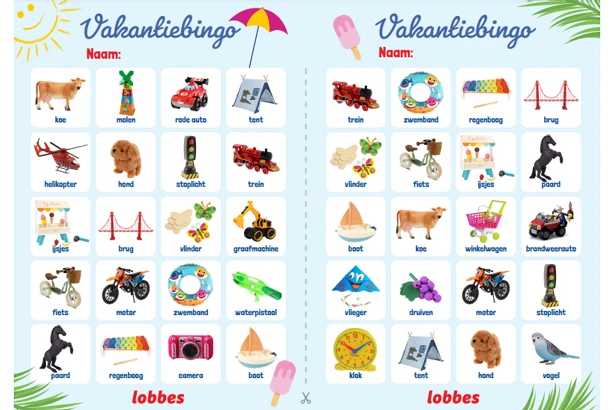 Afbeelding voor Download gratis de Lobbes Vakantiebingo!